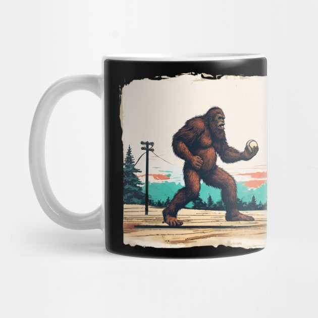 Funny Bigfoot Holding a Baseball American Baseball Player Brother by DaysuCollege